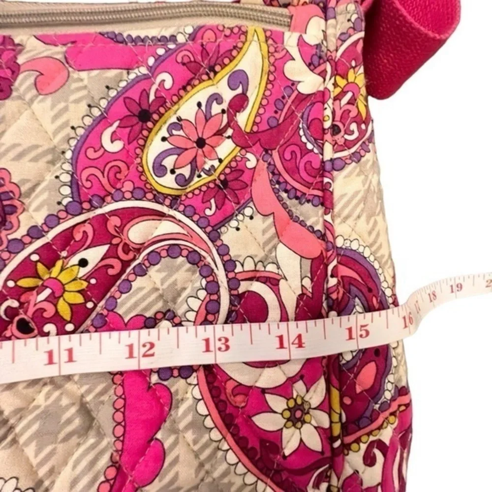 Vera Bradley Messenger Cross‎ Body Bag Pink Paisley Meets Plaid Retired Laptop